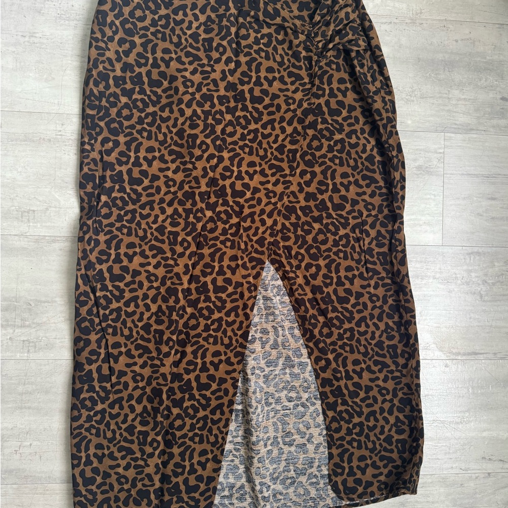 Zara Brown and Black Animal Print Skirt